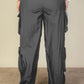 Plus Size Flap Pockets Drawstring Ruched Parachute Pants