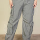 Plus Size Flap Pockets Drawstring Ruched Parachute Pants