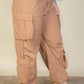 Plus Size Flap Pockets Drawstring Ruched Parachute Pants