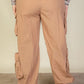 Plus Size Flap Pockets Drawstring Ruched Parachute Pants