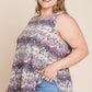 Plus Size Multi Tie Dye Animal Printed Tunic Tank