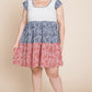 Plus Size Floral Color Block Contrast Tiered Babydoll Dress