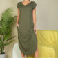 Hidden Pocket Batwing Sleeve V Neck Long Dress