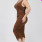 Plus Size Square Neck Ruched Bodycon Midi Dress