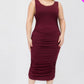 Plus Size Square Neck Ruched Bodycon Midi Dress