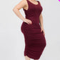 Plus Size Square Neck Ruched Bodycon Midi Dress