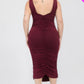 Plus Size Square Neck Ruched Bodycon Midi Dress