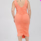 Plus Size Square Neck Ruched Bodycon Midi Dress