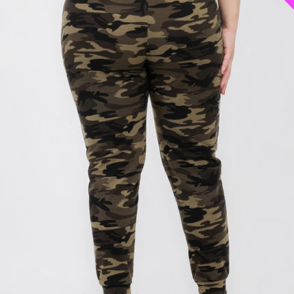 Plus Size French Terry Camo Print Joggers