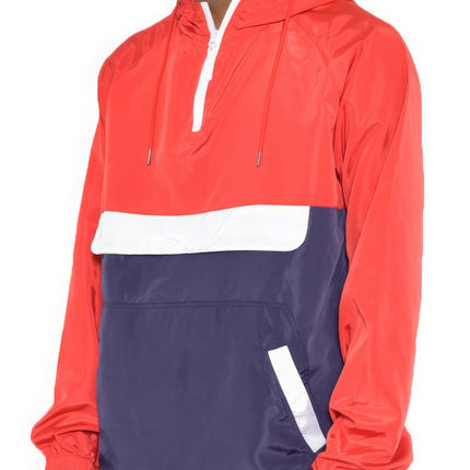 Color Block Anorak Jacket Pullover Windbreaker