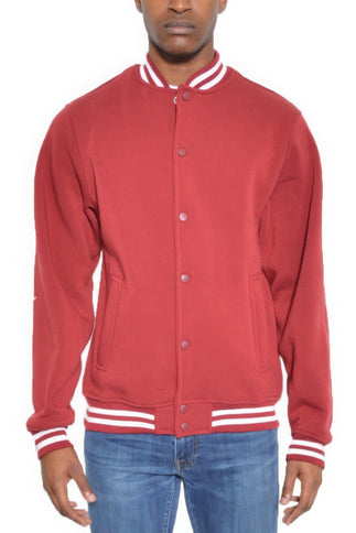 Men's Fleece Snap Button Varsity Jacket