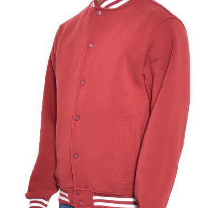 Men's Fleece Snap Button Varsity Jacket