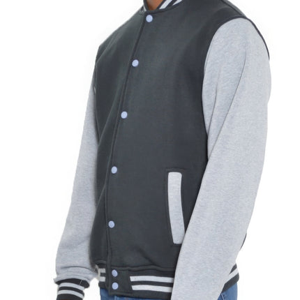 Men's Fleece Snap Button Varsity Jacket