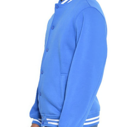 Men's Fleece Snap Button Varsity Jacket