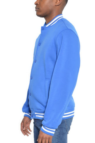 Men's Fleece Snap Button Varsity Jacket