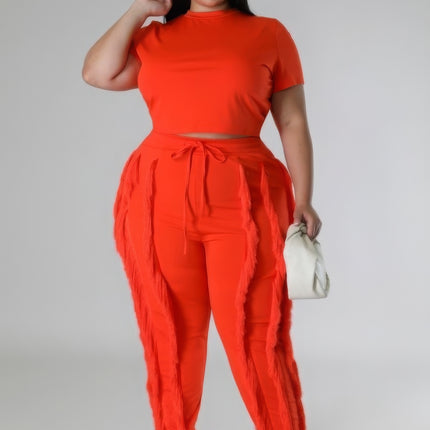 Plus Size Two-piece Crop Top Set