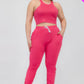 Plus Size Crop Tank Top & Ruched Pants Set