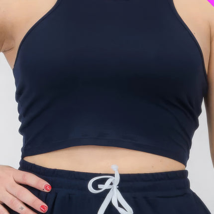 Plus Size Crop Tank Top & Ruched Pants Set