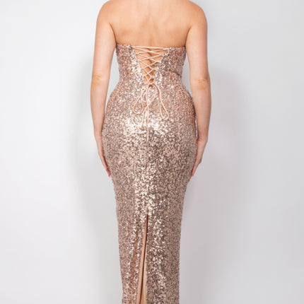 Sequin V-bar Crisscross Tube Dress