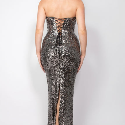 Sequin V-bar Crisscross Tube Dress