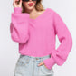 Long Slv Double V-neck Sweater