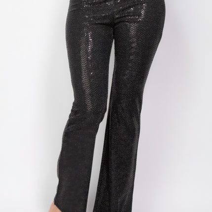 Sequined Fit & Flare Midrise Pants