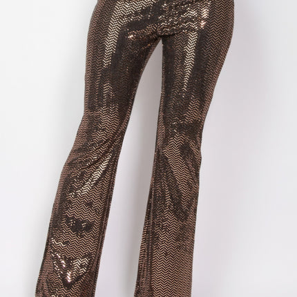 Sequined Fit & Flare Midrise Pants