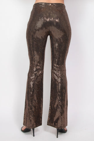 Sequined Fit & Flare Midrise Pants