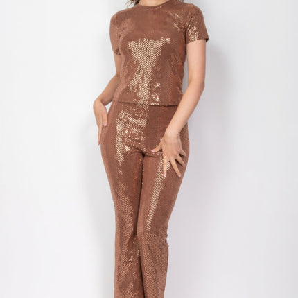 Sequined Fit & Flare Midrise Pants