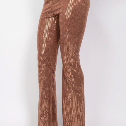 Sequined Fit & Flare Midrise Pants