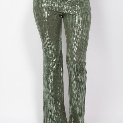 Sequined Fit & Flare Midrise Pants