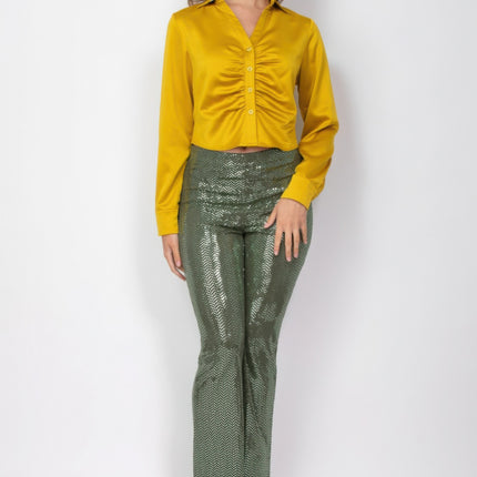 Sequined Fit & Flare Midrise Pants