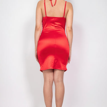 Ruched Mini Bodycon Halter Dress