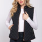 Suede Piping Quilted Padding Vest