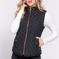 Suede Piping Quilted Padding Vest