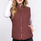 Suede Piping Quilted Padding Vest