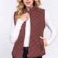 Suede Piping Quilted Padding Vest