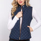 Suede Piping Quilted Padding Vest