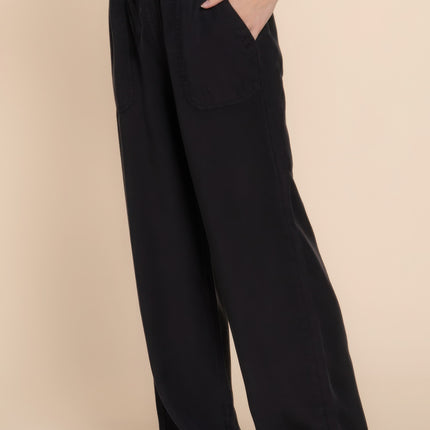 Elastic Waist Tencel Long Pants