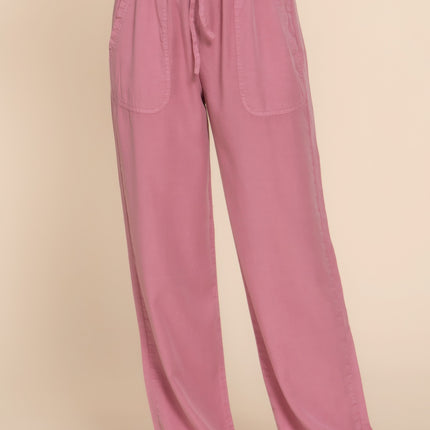 Elastic Waist Tencel Long Pants