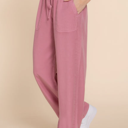 Elastic Waist Tencel Long Pants