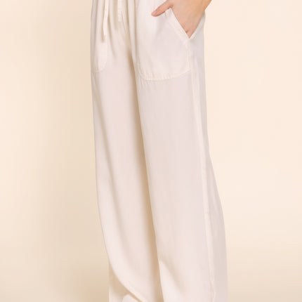 Elastic Waist Tencel Long Pants