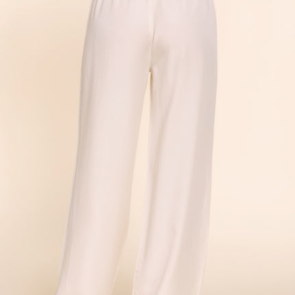 Elastic Waist Tencel Long Pants