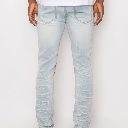 Men Creased Biker Denim Jeans