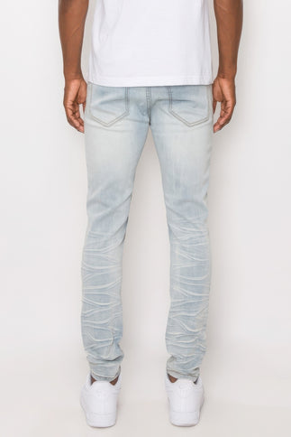 Men Creased Biker Denim Jeans