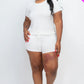 Plus Size Ribbed Short Sleeve Top&shorts Set