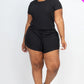 Plus Size Ribbed Short Sleeve Top&shorts Set