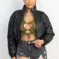 Snap Button Padded Crop Jacket