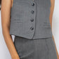 Herringbone V-neck Buttoned Vest Top