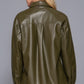 Long Slv Faux Leather Shacket